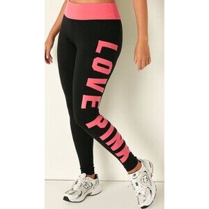 VS PINK leggings L coral foldover cotton
